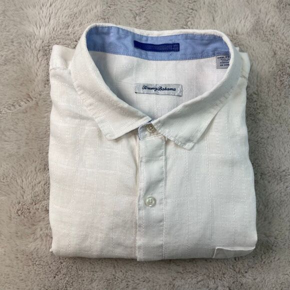 Tommy Bahama Button Up Shirt White Linen Casual Mens 3XL Short Sleeve Hawaiian - Picture 9 of 9